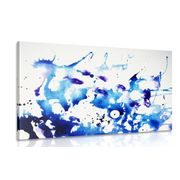 CANVAS PRINT BLUE WATERCOLOR IN AN ABSTRACT DESIGN - ABSTRACT PICTURES - PICTURES