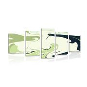 5-piece Canvas print abstract material pattern green
