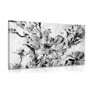 CANVAS PRINT PAINTED SUMMER FLOWERS IN BLACK AND WHITE - BLACK AND WHITE PICTURES - PICTURES