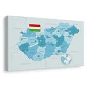 OBRAZ ELEGANTNÁ MODRÁ MAPA MAĎARSKA - OBRAZY MAPY - OBRAZY
