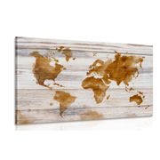 Canvas print map outline on a wooden base