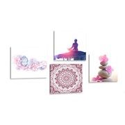 Set of pictures Feng Shui in pink