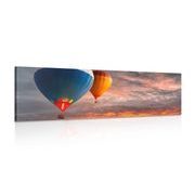 Canvas print hot air balloon flight over the mountains