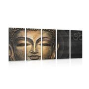 Quadri in 5 parti volto del Buddha