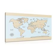 Tablou harta lumii cu marginea bej