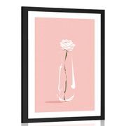 POSTER CON PASSEPARTOUT FIORE IN STILE MINIMAL - VASI - POSTER