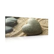 CANVAS PRINT ZEN STONE IN THE SHAPE OF A HEART - PICTURES FENG SHUI - PICTURES