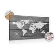 DECORATIVE PINBOARD MAP WITH A WOODEN BACKGROUND - PICTURES ON CORK - PICTURES