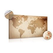 DECORATIVE PINBOARD VINTAGE WORLD MAP - PICTURES ON CORK - PICTURES