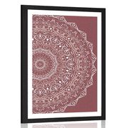 POSTER WITH MOUNT MANDALA IN VINTAGE STYLE IN A PINK SHADE - FENG SHUI - POSTERS