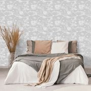 Self adhesive wallpaper beautiful birds in gray