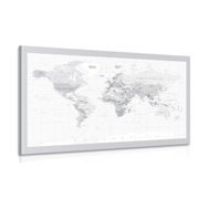 QUADRO MAPPA CLASSICA IN BIANCO E NERO CON BORDI GRIGI - QUADRI MAPPE - QUADRI