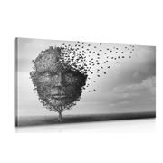 CANVAS PRINT ABSTRACT FACE IN THE FORM OF A TREE - BLACK AND WHITE PICTURES - PICTURES