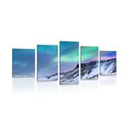 5-PIECE CANVAS PRINT NORWEGIAN NORTHERN LIGHTS - PICTURES OF NATURE AND LANDSCAPE - PICTURES