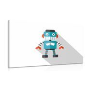 CANVAS PRINT OBLUE ROBOT ON A WHITE BACKGROUND - CHILDRENS PICTURES - PICTURES