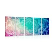 5-PIECE CANVAS PRINT PASTEL MANDALA - PICTURES FENG SHUI - PICTURES