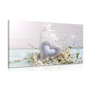 TABLEAU SUR TOILE – CŒUR VINTAGE ET LANTERNES - TABLEAUX - 🔥 VENTE TOTALE 🔥