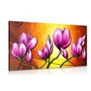 Canvas print pink flowers in ethnic style