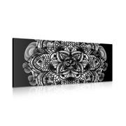 CANVAS PRINT MANDALA OF HEALTH IN BLACK AND WHITE - BLACK AND WHITE PICTURES - PICTURES