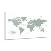 CANVAS PRINT DECENT MAP IN GREEN DESIGN - PICTURES OF MAPS - PICTURES