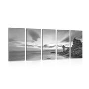 Tablou 5-piese peisaj minunat lângă mare în design alb-negru