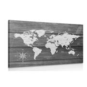 CANVAS PRINT MAP WITH A WOODEN BACKGROUND - PICTURES OF MAPS - PICTURES