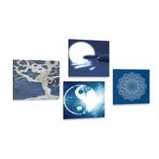 Set of pictures Feng Shui in blue design
