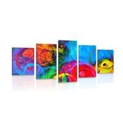 5-PIECE CANVAS PRINT ABSTRACTION FULL OF COLORS - ABSTRACT PICTURES - PICTURES