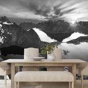 Fototapet autoadeziv panorama  montană în design alb-negru