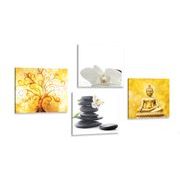 Set of pictures Feng Shui in white & yellow design
