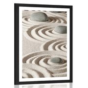 AFFICHE AVEC MONTURE DES PIERRES DU ZEN DANS DES CERCLES DE SABLE - FENG SHUI - AFFICHES