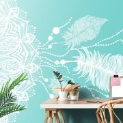 SELF ADHESIVE WALLPAPER MAGICAL MANDALA ON A GREEN BACKGROUND - SELF-ADHESIVE WALLPAPERS - WALLPAPERS