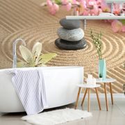 WALL MURAL ZEN GARDEN AND STONES IN THE SAND - WALLPAPERS FENG SHUI - WALLPAPERS