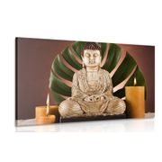 WANDBILD BUDDHA MIT ENTSPANNENDEM STILLLEBEN - BILDER MIT FENG SHUI-MOTIVEN - BILDER