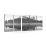 5-dielny obraz západ slnka nad Dolomitmi v čiernobielom prevedení