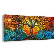 WANDBILD LEUCHTENDER LEBENSBAUM IN MOSAIK - BILDER BÄUME DES LEBENS - BILDER