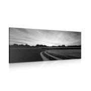 CANVAS PRINT SUNSET OVER THE LANDSCAPE IN BLACK AND WHITE - BLACK AND WHITE PICTURES - PICTURES