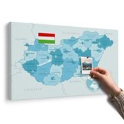 OBRAZ NA KORKU ELEGANTNÁ MODRÁ MAPA MAĎARSKA - OBRAZY NA KORKU - OBRAZY