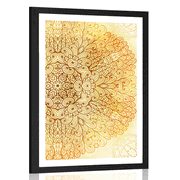 AFFICHE AVEC MONTURE MANDALA DORÉ ETHNIQUE - FENG SHUI - AFFICHES