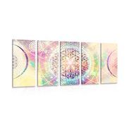 5-PIECE CANVAS PRINT MANDALA IN AN INTERESTING DESIGN - PICTURES FENG SHUI - PICTURES