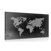 CANVAS PRINT OLD WORLD MAP ON AN ABSTRACT BACKGROUND IN BLACK AND WHITE - PICTURES OF MAPS - PICTURES