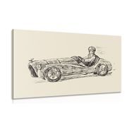 CANVAS PRINT RACING CAR IN RETRO DESIGN - VINTAGE AND RETRO PICTURES - PICTURES