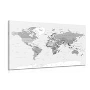 CANVAS PRINT CLASSIC BLACK AND WHITE MAP - PICTURES OF MAPS - PICTURES