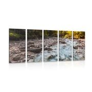 5-részes kép patak egy festői hegyi tájban
