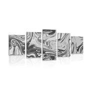 5-piece Canvas print abstract pattern in black and white