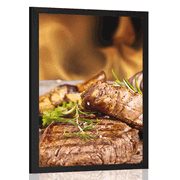 AFFICHE STEAK DE BOEUF GRILLÉ - AVEC UN MOTIF DE CUISINE - AFFICHES