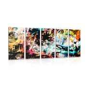 5-PIECE CANVAS PRINT UNIQUE GRAFFITI ART - POP ART PICTURES - PICTURES