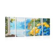 5-piece Canvas print spring bouquet by the window