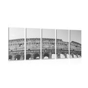 5-dielny obraz Koloseum v čiernobielom prevedení