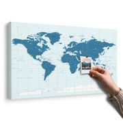 OBRAZ NA KORKU POLITICKÁ MAPA SVĚTA V MODRÉ BARVĚ - OBRAZY NA KORKU - OBRAZY